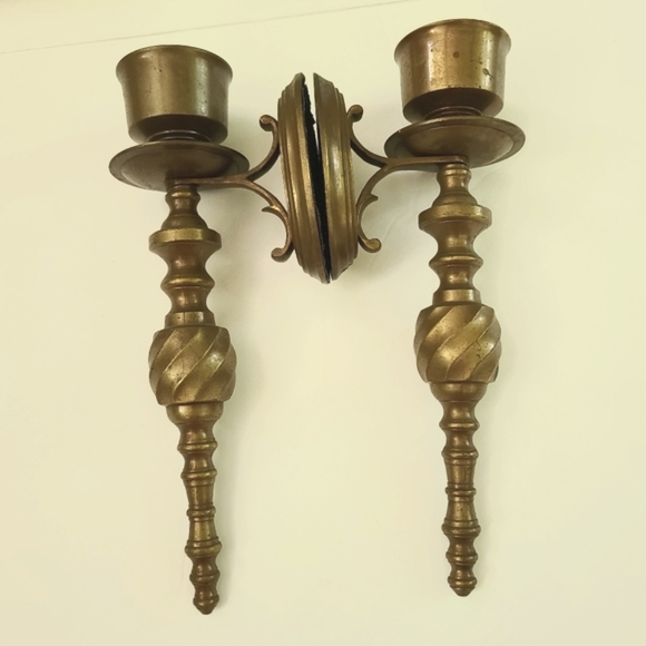 Vintage Brass Candle Sconces - Picture 5 of 7